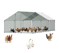 VEVOR Gallinero de Metal 3 x 6 x 2 m, Corral Grande para Gallinas con Cubierta, Cerramiento de Gallinero con Techo en Forma de Aguja con Cerradura de Seguridad para Patos, Conejos y Aves de Corral