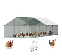 VEVOR Gallinero de Metal 3 x 8 x 2 m, Corral Grande para Gallinas con Cubierta, Cerramiento de Gallinero con Techo en Forma de Aguja con Cerradura de Seguridad para Patos, Conejos y Aves de Corral