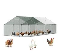 VEVOR Gallinero de Metal 3 x 8 x 2 m, Corral Grande para Gallinas con Cubierta, Cerramiento de Gallinero con Techo en Forma de Aguja con Cerradura de Seguridad para Patos, Conejos y Aves de Corral