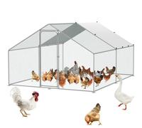 VEVOR Gallinero Grande de Metal, 3 x 3,93 x 1,99 m, Gallinero para Patio con Cubierta, Gallinero con Techo de Aguja con Cerradura de Seguridad para Exteriores y Patio Trasero, Granja, Jaula para Patos