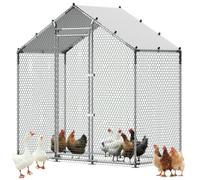 VEVOR Gallinero Metálico 2 x 1 x 2 m, Recinto Gallinero con Cubierta Impermeable y Estructura Resistente, Jaula para Aves de Corral con Techo a Dos Aguas, para Uso en Exteriores, Jardines, Granjas