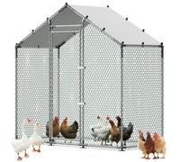 VEVOR Gallinero Metálico 2 x 1 x 2 m, Recinto Gallinero con Cubierta Impermeable y Estructura Resistente, Jaula para Aves de Corral con Techo a Dos Aguas, para Uso en Exteriores, Jardines, Granjas