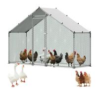 VEVOR Gallinero Metálico 3 x 1 x 2 m, Recinto Gallinero con Cubierta Impermeable y Estructura Resistente, Jaula para Aves de Corral con Techo a Dos Aguas, para Uso en Exteriores, Jardines, Granjas