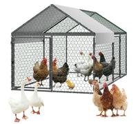 VEVOR Gallinero Metálico para 4-6 Gallinas 1 x 2 x 1 m, Recinto Gallinero con Cubierta Impermeable y Puerta Doble, Jaula para Aves de Corral con Techo a Dos Aguas, para Uso en Exteriores, Granjas