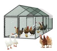 VEVOR Gallinero Metálico para 6-8 Gallinas 1 x 3 x 1 m, Recinto Gallinero con Cubierta Impermeable y 3 Puertas, Jaula para Aves de Corral con Techo a Dos Aguas, para Uso en Exteriores, Granjas