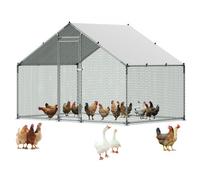 VEVOR Gallinero para Exterior de 3 x 2 x 2 m, Corral para Gallinas con Techo a Dos Aguas y Puerta, Tubos de Acero Galvanizado, Cubierta Impermeable, Jaula de Malla para Pollos Conejos en Campo Granja