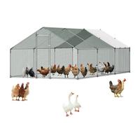 VEVOR Gallinero para Exterior de 3x5,95x2 m Corral para Gallinas de Metal, Jaula de Malla para Pollos Conejos, Techo a Dos Aguas, Tubos de Acero Galvanizado, Cubierta Impermeable, para Campo Granja