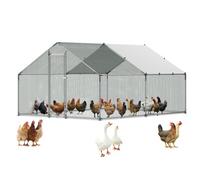 VEVOR Gallinero para Exterior Grande, 3 x 4 x 2 m, Caseta para Gallinas con Techo a Dos Aguas y Puerta con Pestillo, Cubierta Impermeable, Marco de Acero Galvanizado, Jaula de Malla para Campo Granja