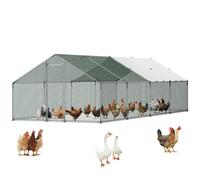 VEVOR Gallinero para Exterior Grande de 3 x 8 x 2 m, Caseta para Gallinas con Cubierta Impermeable Cerrojo de Pestillo y Techo a Dos Aguas, Tubos de Acero Galvanizado, Corral para Pollos Patos Ganso