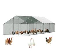 VEVOR Gallinero para Exterior Grande de 3 x 8 x 2 m Caseta para Gallinas | Corral para Pollos Patos Ganso, con Cubierta Impermeable Cerrojo de Pestillo y Techo a Dos Aguas, Tubos de Acero Galvanizado