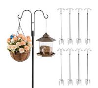 VEVOR Ganchos de Pastor Dobles para Comedero de Pájaros, para Colgar Comederos para Colibríes, Cestas para Plantas, Faroles Solares y Campanillas Viento, 295 x 250 x 1560 mm, 8 uds, Carga 15 kg
