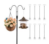 VEVOR Ganchos de Pastor Dobles, poste Resistente de 1950 mm para Comedero de Pájaros, para Colibríes, Cestas para Plantas, Faroles Solares y Campanillas de Viento, 295 x 250 x 1950 mm, 8 uds