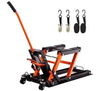 VEVOR Gato de Elevación Hidráulico de Motocicleta Capacidad de 700kg Mesa de Elevación Portátil Altura de Elevación 12-38,5 cm con 4 Ruedas Pie Hidráulico Soporte de Elevación para Motocicleta ATV UTV
