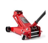 VEVOR Gato de Perfil Bajo Capacidad de 3 t, Gato Hidráulico con Bomba de Elevación Rápida de Un Solo Pistón, Rango de Elevación 130-500 mm, para Autos Deportivos, SUV, Camionetas, Vehículos, Rojo