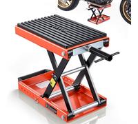 VEVOR Gato Elevador Tijera para Motocicletas 38,5 x 23 cm, Plataforma Elevadora Capacidad de 680 kg, Caballete para Moto Elevación de 105-350 mm para Talleres, Garajes Mecánicos, Naranja y Negro