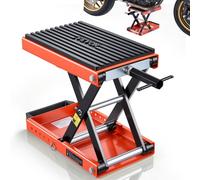 VEVOR Gato Elevador Tijera para Motocicletas 38,5 x 23 cm, Plataforma Elevadora Capacidad de 680 kg, Caballete para Moto Elevación de 105-350 mm para Talleres, Garajes Mecánicos, Naranja y Negro