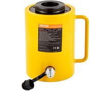 VEVOR Gato hidráulico de pistón hueco de 60 toneladas, carrera de 50 mm, cilindro hidráulico de pistón de metal sólido, elevación rápida, para la industria, talleres de carrocería y chasis