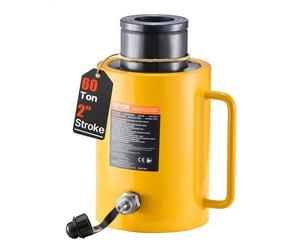 VEVOR Gato hidráulico de pistón hueco de 60 toneladas, carrera de 50 mm, cilindro hidráulico de pistón de metal sólido, elevación rápida, para la industria, talleres de carrocería y chasis