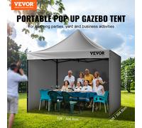 VEVOR Gazebo 304.8 x 304.8 x 320 cm Carpa de Jardín 500D Tela PU Plateada Altura Ajustable Bolsa de Almacenamiento Carpa Plegable para 6-8 Carpa de Camping Carpa Plegable para Jardín