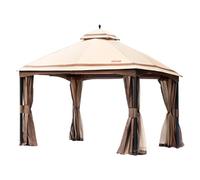 VEVOR Gazebo de Jardín 383x308 cm Cenador de Patio con Mosquitera Emergente para 10-12 Personas con Estructura de Metal, y Revestimiento de Poliéster PU de 180g, Refugio para Césped, Patio Trasero