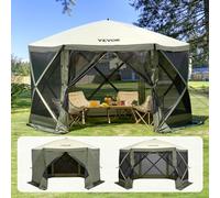 VEVOR Gazebo Emergente 3,66 x 3,66 m Tienda Mosquitera Emergente Poligonal de 6 Lados Refugio Solar de Ajuste Rápido con 6 Parasoles Removibles a Prueba de Viento Ventanas de Malla, Verde