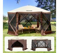 VEVOR Gazebo Tienda Mosquitera Emergente 6 Lados Refugio Solar Marrón 3,51x3,51m