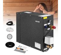 VEVOR Generador de Vapor 7,5 kW para Sauna, Ducha, Baño, Spa, con Controlador, Kit de Drenaje Automático, Protección contra Sobrecalentamiento, Funcionamiento en Seco, 485 x 185 x 380 mm, Negro