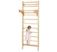 VEVOR Gimnasio de Pared con Escalera Sueca, Gimnasio Interior de Madera Maciza de 10 Niveles, Escalera de Escalada Carga de 99,8 kg, Barras de Gimnasia con Barra de Dominadas para Niños y Adultos