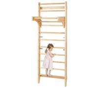 VEVOR Gimnasio de Pared con Escalera Sueca, Gimnasio Interior de Madera Maciza de 10 Niveles, Escalera de Escalada Carga de 99,8 kg, Barras de Gimnasia con Barra de Dominadas para Niños y Adultos