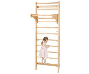 VEVOR Gimnasio de Pared con Escalera Sueca, Gimnasio Interior de Madera Maciza de 10 Niveles, Escalera de Escalada Carga de 99,8 kg, Barras de Gimnasia con Barra de Dominadas para Niños y Adultos
