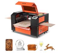 VEVOR Grabadora Láser de Dióxido de Carbono 60 W, Área Trabajo 61 x 40 cm, Asistencia de Aire 4 Pasadas, para LightBurn, CorelDRAW y RDWorks, para Madera, Acrílico y Vidrio. 1165 x 820 x 675 mm