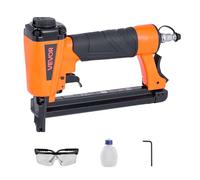 VEVOR Grapadora Neumática Calibre 20, Compatible con Grapas T50, Ancho de Corona 10,8 mm, Longitud 4-16 mm, Barra 4,8-7,6 mm, para Carpintería, Tapicería, Tela y Manualidades, 250 x 52 x 175 mm