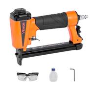 VEVOR Grapadora Neumática Calibre 21, Compatible con Grapas Estándar de la Serie 80, Ancho de Corona de 12,8 mm, Longitud de 6-16 mm, 4,8-7,6 bar, para Carpintería y Tapicería, 240 x 48 x 165 mm