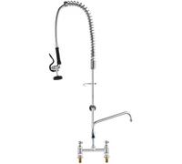 VEVOR Grifo Comercial con Rociador de Preenjuague, 111,76 cm de Altura, 20,32 cm de Centro, Caño Oscilante, Grifo para Fregadero de Cocina para Montaje en Cubierta, Dispositivo Construido en Latón