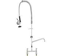 VEVOR Grifo Comercial con Rociador de Preenjuague, 111,76 cm de Altura, 20,32 cm de Centro, Caño Oscilante, Grifo para Fregadero de Cocina para Montaje en Cubierta, Dispositivo Construido en Latón