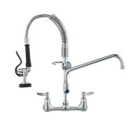 VEVOR Grifo Comercial con Rociador de Preenjuague, 53,34 cm de Altura, 20,32 cm de Centro, Caño Oscilante, Grifo para Fregadero de Cocina de Montaje en Pared, Dispositivo Construido en Latón