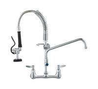 VEVOR Grifo Comercial con Rociador de Preenjuague, 53,34 cm de Altura, 20,32 cm de Centro, Caño Oscilante, Grifo para Fregadero de Cocina de Montaje en Pared, Dispositivo Construido en Latón