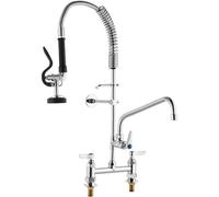 VEVOR Grifo Comercial con Rociador de Preenjuague, 66,04 cm de Altura, 20.32 cm de Centro, Caño Oscilante, Grifo para Fregadero de Cocina para Montaje en Cubierta, Dispositivo Construido en Latón