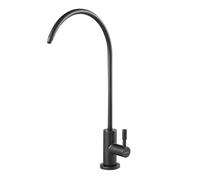 VEVOR Grifo de Acero Inoxidable para Agua Potable sin Plomo, con Válvula de Latón Macizo, Grifo de Arco Alto con Filtro para Fregadero de Cocina, Bar, Cafetería, Negro Mate, 370 x 175 x 28 mm
