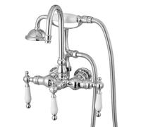 VEVOR Grifo de Bañera con Patas de Garra de Pared y Ducha de Mano, Grifo Vintage con Manguera 1,5 m y Caño de Cuello de Cisne, Juego de Ducha y Llenado de Bañera, Cromo Pulido, 230 x 260 x 275 mm