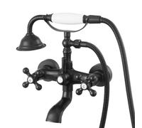 VEVOR Grifo de Bañera, con Patas de Garra para Montaje en Pared y Ducha de Mano, con Brazos Giratorios Ajustables y Caño Giratorio 360°, Resistente a la Corrosión, Negro Mate, 140 x 220 x 300 mm