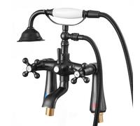 VEVOR Grifo de Bañera, con Patas y Ducha de Mano, de Estilo Teléfono, con Manguera de 1,5 m y Caño Giratorio de 360°, Juego de Ducha y Llenado de Bañera en Bronce Aceitado, 185 x 220 x 345 mm