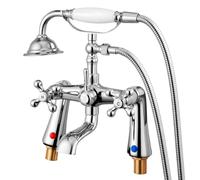 VEVOR Grifo de bañera con patas de garra, grifos de bañera de montaje en cubierta con ducha de mano, kit de ducha de cromo pulido vintage con boquilla de rotación de 360° y manguera de 59 pulgadas de