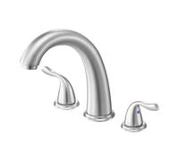 VEVOR Grifo de Bañera de Cuello de Cisne con Forma Romana, con 3 Orificios y 2 Manijas, Acero Inoxidable Cepillado, con Caño de Arco para Montaje en Cubierta a Baño de Adultos, 170 x 52 x 250 mm