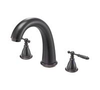 VEVOR Grifo de Bañera Romano, con 2 Manijas, de Acero Inoxidable, con Caño de Cuello de Cisne, para Montaje en Cubierta para Baño de Adultos, Color Bronce, 10 L por Minuto, 250 x 165 x 52 mm