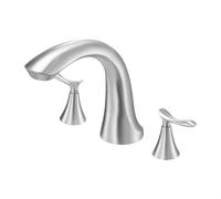 VEVOR Grifo de Bañera Romano, con 3 Orificios y 2 Manijas, de Acero Inoxidable Cepillado, con Caño de Cuello de Cisne para Montaje en Cubierta y Control de Temperatura, 235 x 170 x 55 mm, Plata