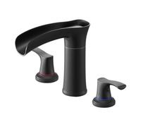 VEVOR Grifo de Bañera Romano con 3 Orificios y 2 Manijas, de Aleación de Zinc, con Caño Corto para Montaje en Cubierta, para Lavar Mascotas y Bañar a Adultos, Color Negro Mate, 160 x 57 x 225 mm