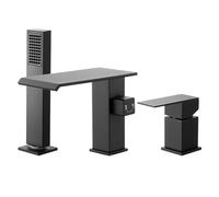 VEVOR Grifo de Bañera Romano de 3 Orificios, con Ducha de Mano y 1 Manija, Grifo de Bañera Negro Mate con Dos Opciones de Caudal, para Montaje en Techo, 220 x 190 x 98 mm, 16,7 L por Minuto