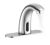 VEVOR Grifo de Lavabo Automático sin Contacto, con Sensor, Níquel Cepillado, Cuello de Cisne, Manos Libres, Grifo a Pilas con Temperatura Fría/Caliente Ajustable, 160 x 45 x 125 mm, 7,6 L/min