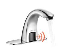VEVOR Grifo de Lavabo Automático sin Contacto para Baño, Cuello de Cisne, Latón, Grifo a Pilas con Temperatura Ajustable y Sensor de Movimiento, Cromado Plateado, 160 x 45 x 125 mm, 7,6 L/min